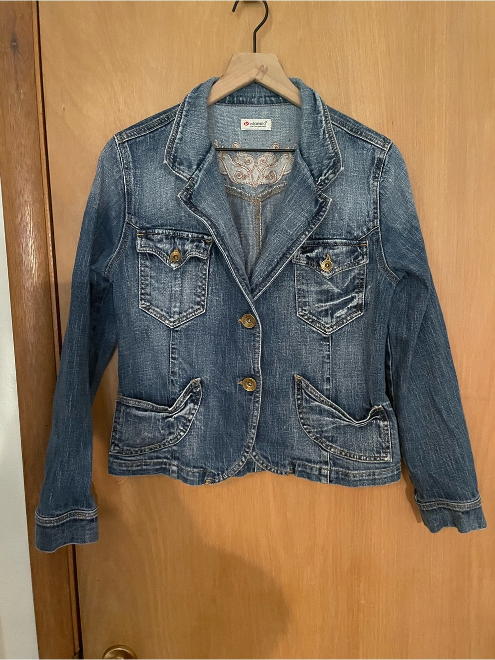 Vitamin A Y2K Denim Embroidered Studded Jacket Size XS/S - Picture 1 of 8